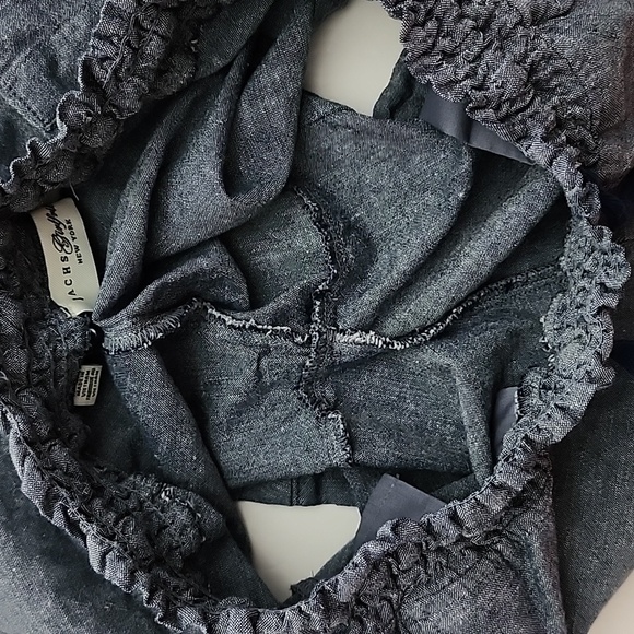 Jachs Girlfriend Blue Chambray Linen Blend Shorts Elasticized Waist Tie Sz Small - Picture 7 of 14